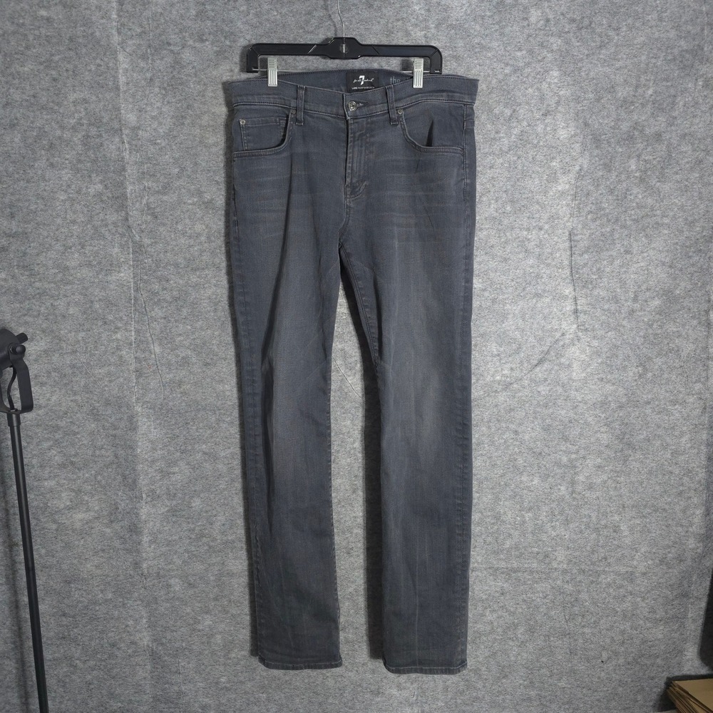 7 For All Mankind The Straight Mens 33 Grey Luxe Performance Stretch Denim Jeans